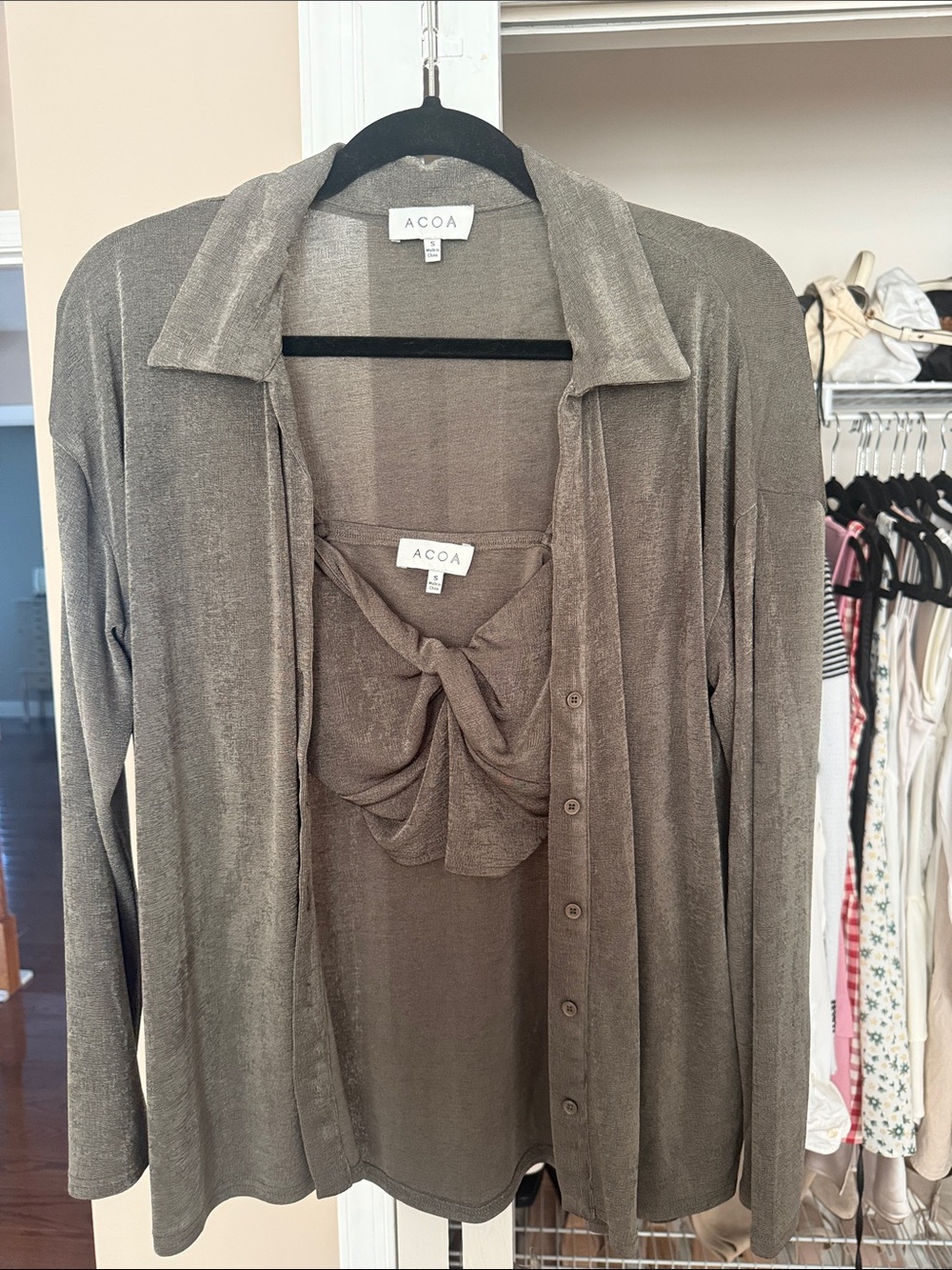 Olive Green Knit 2-Piece Crop Top & Cardigan Set